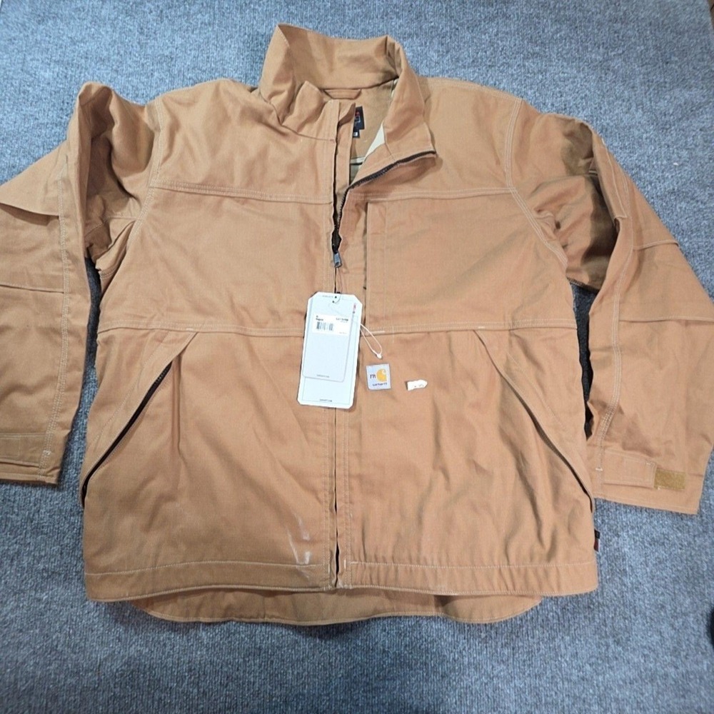 Carhartt FR Jacket Mens XL Brown Canvas Full Swing Quick Duck Lined Workwear